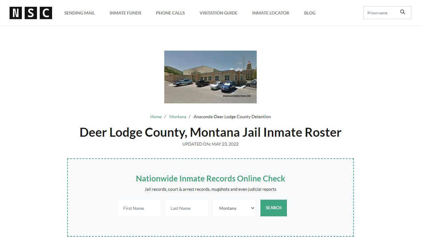 Deer Lodge County, Montana Jail Inmate List