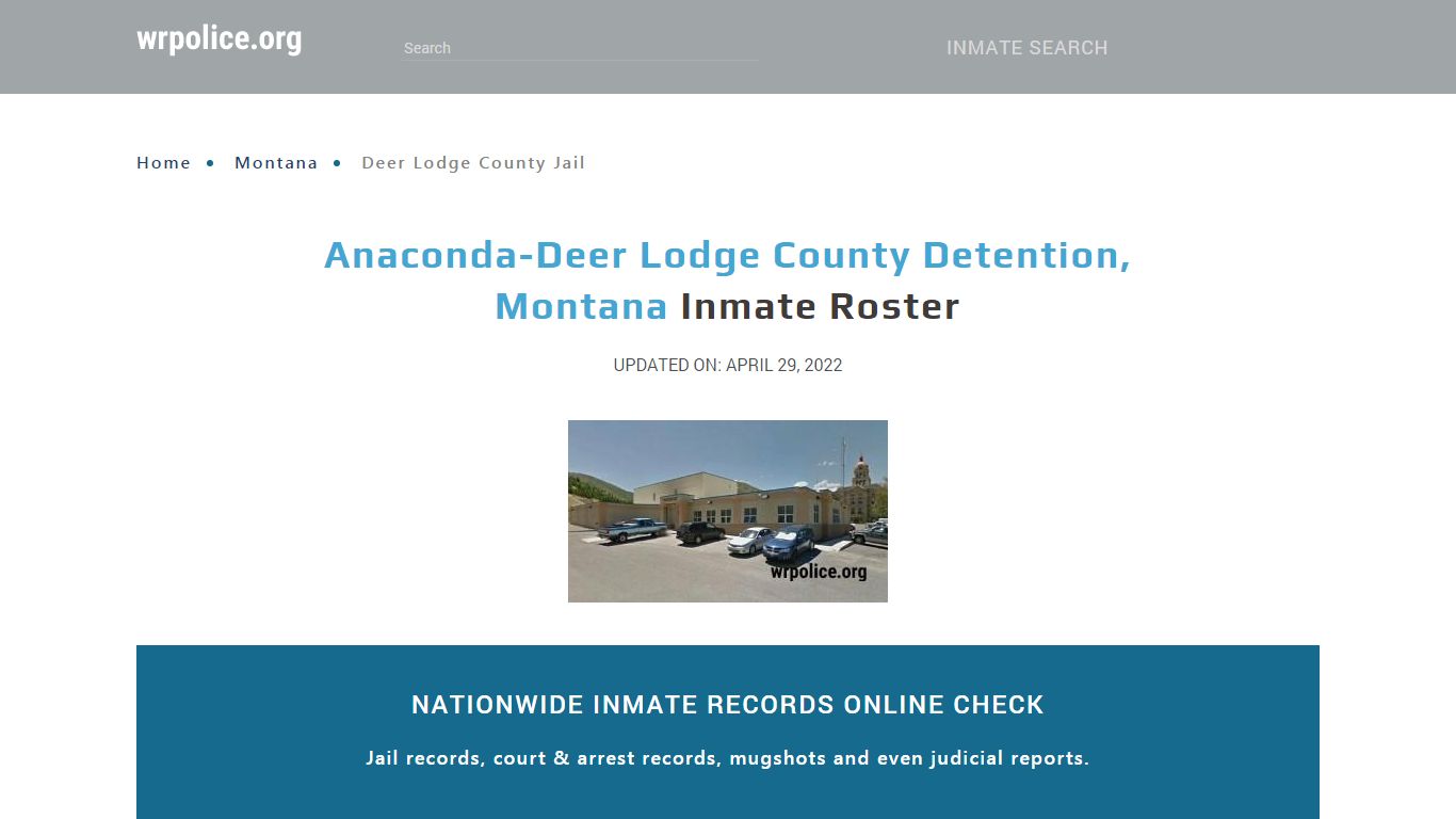 Anaconda-Deer Lodge County Detention, Montana Inmate Roster