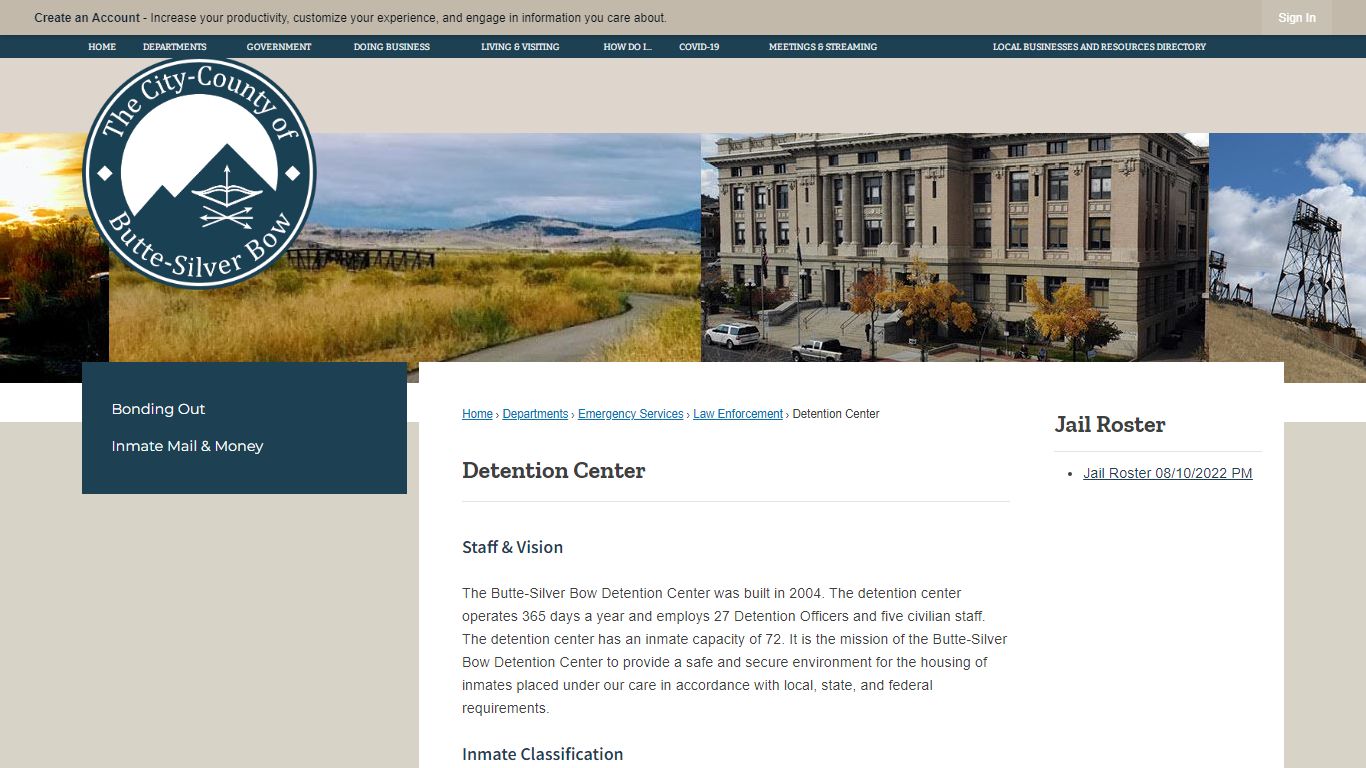 Detention Center | City and County of Butte-Silver Bow, MT